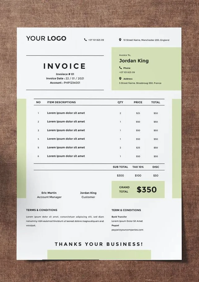 Invoice to Excel example 1