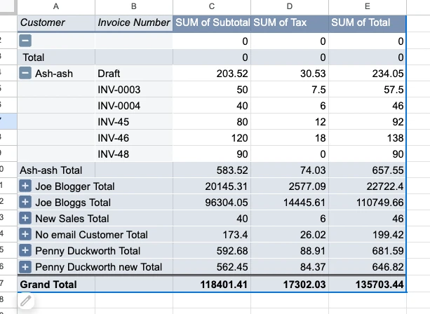 Invoice to Excel example 2